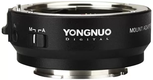 Yongnuo yn adatper EF E II